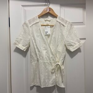 H&M Cream Eyelet Wrap Blouse with Side Tie